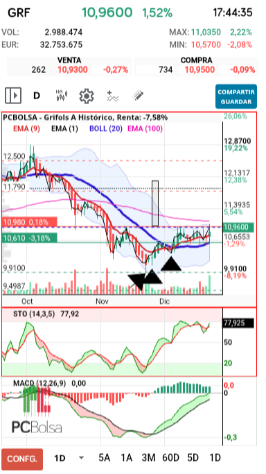 grafico de la accion pueyo