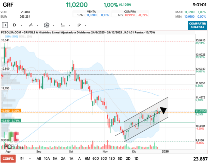 grafico de la accion vinces