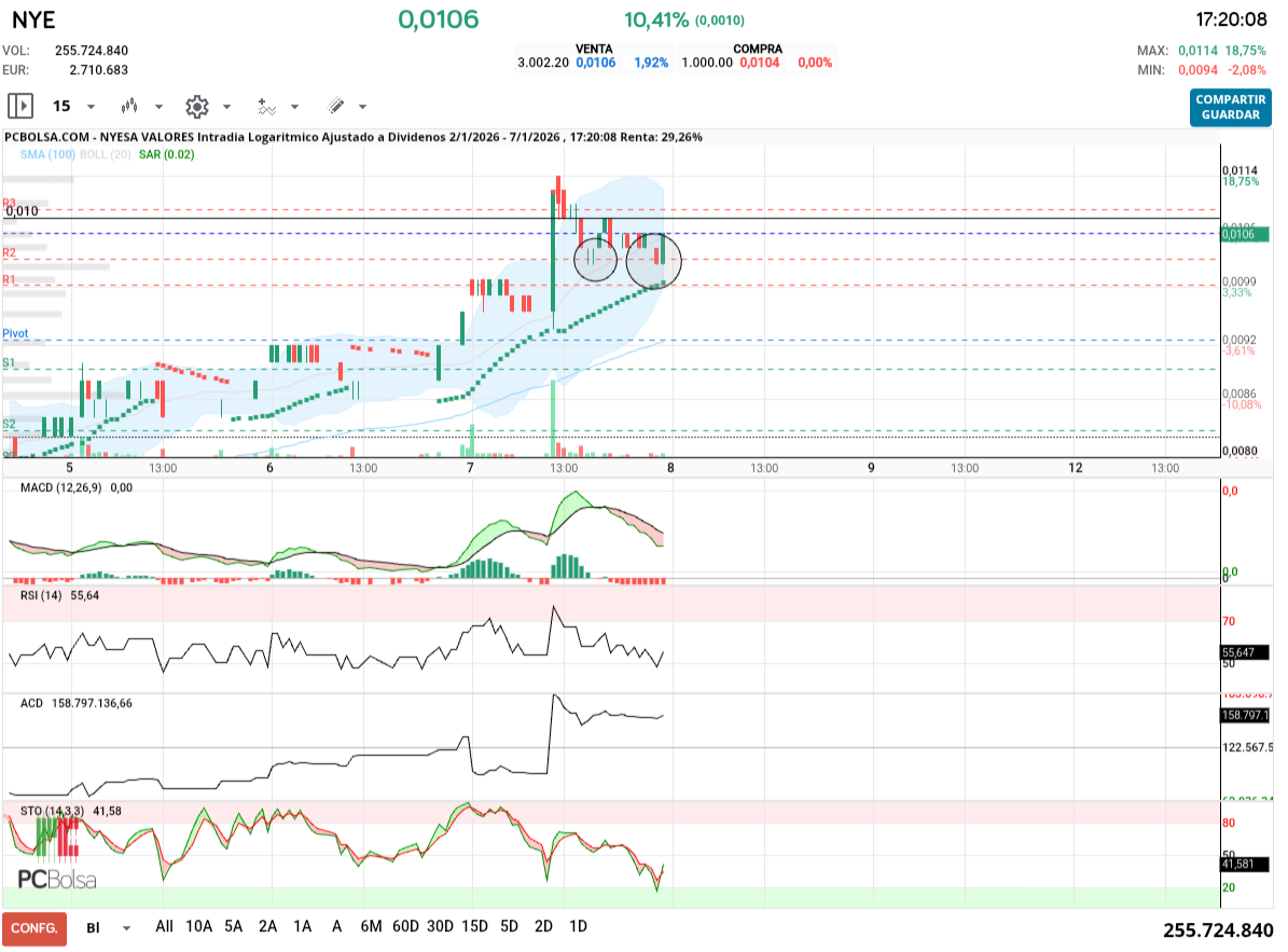 grafico de la accion Nyesa Valores