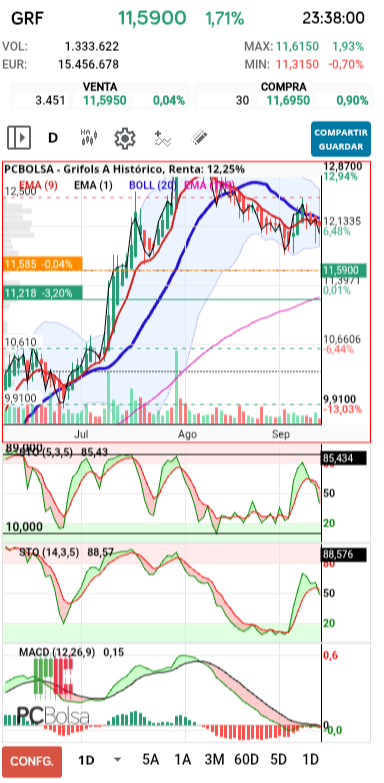 grafico de la accion pueyo