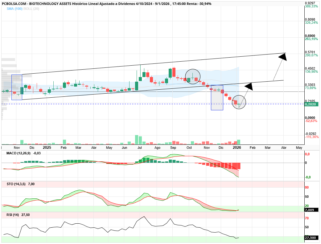 grafico de la accion BIOTECHNOLOGY ASSETS