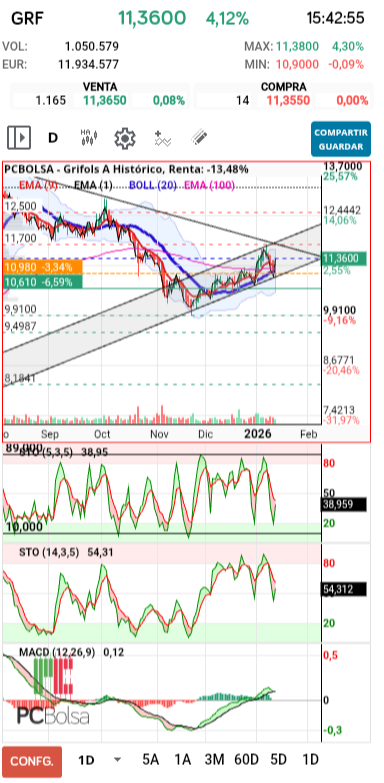 grafico de la accion pueyo