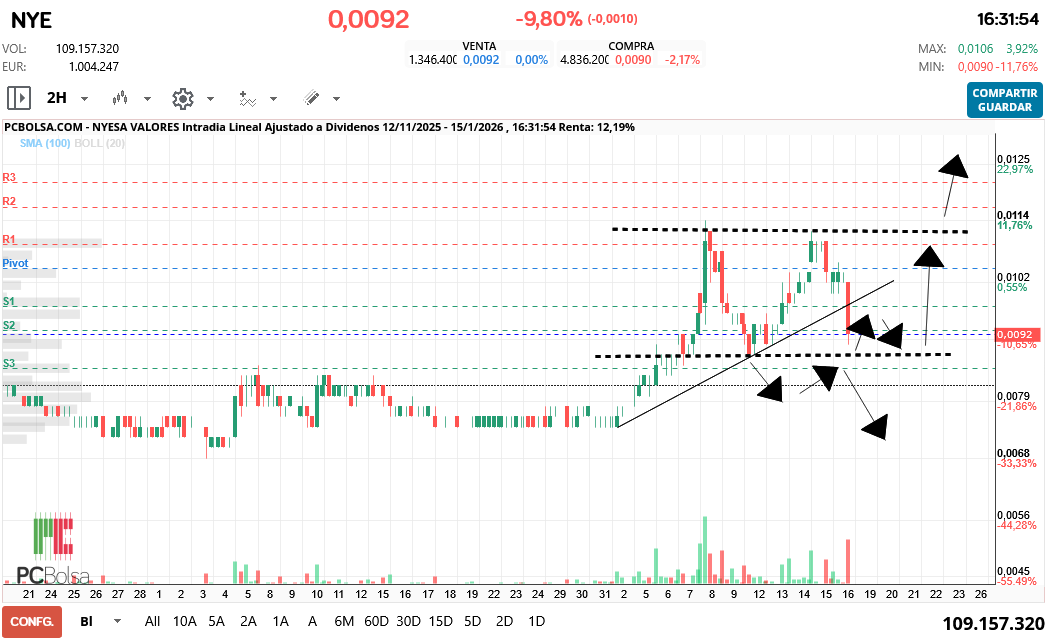 grafico de la accion Nyesa Valores