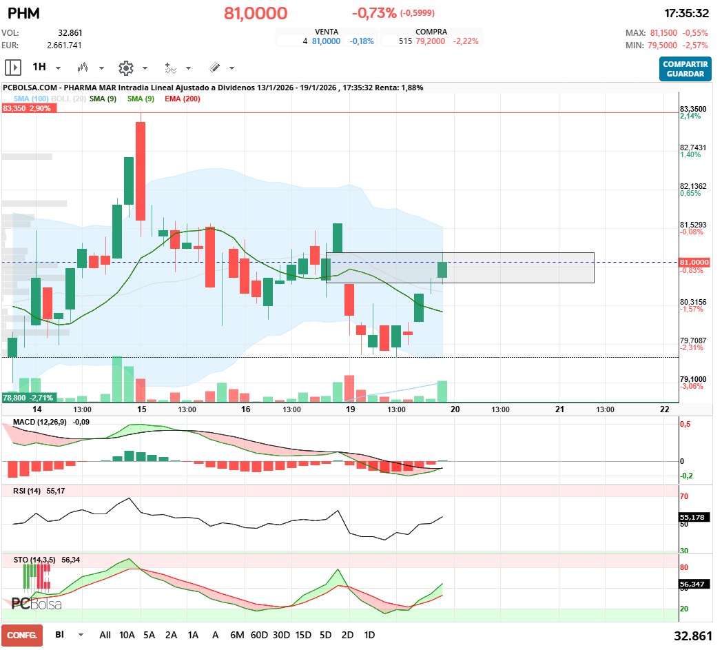 grafico de la accion javifm
