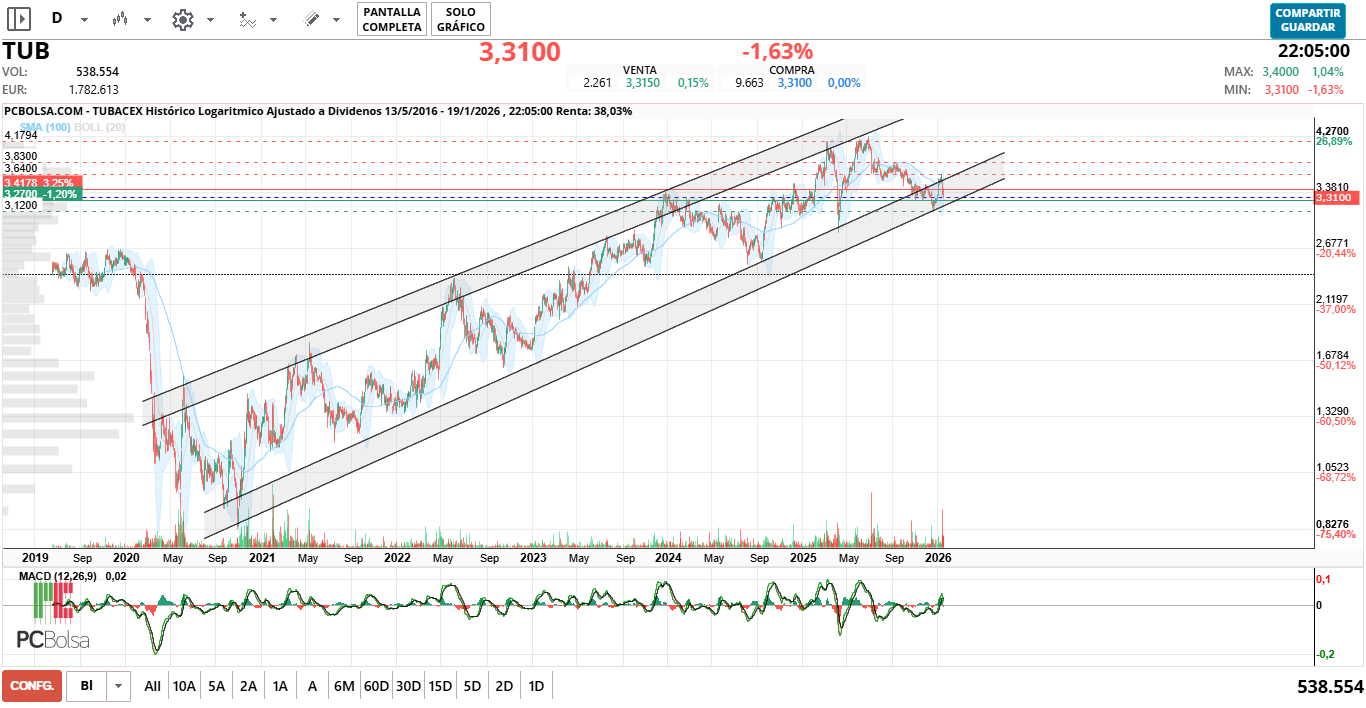 grafico de la accion amcm