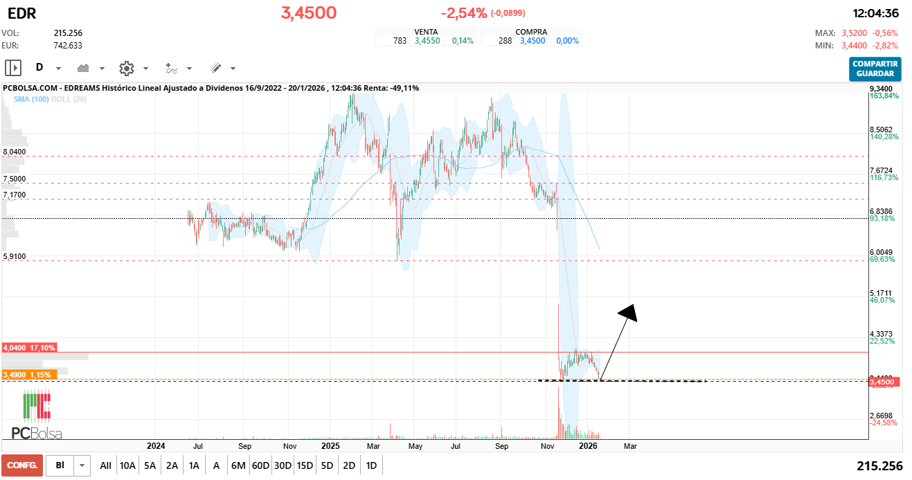 grafico de la accion vinces