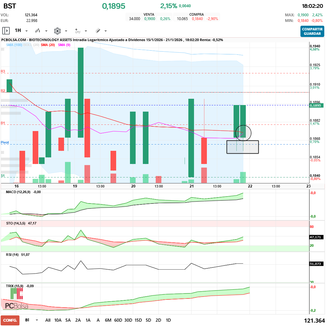 grafico de la accion BIOTECHNOLOGY ASSETS