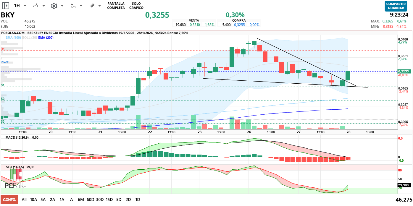 grafico de la accion alcazaba