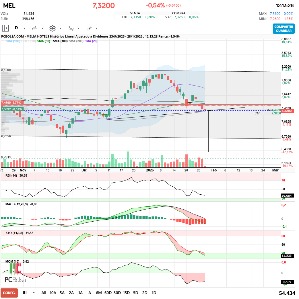 grafico de la accion irlaino