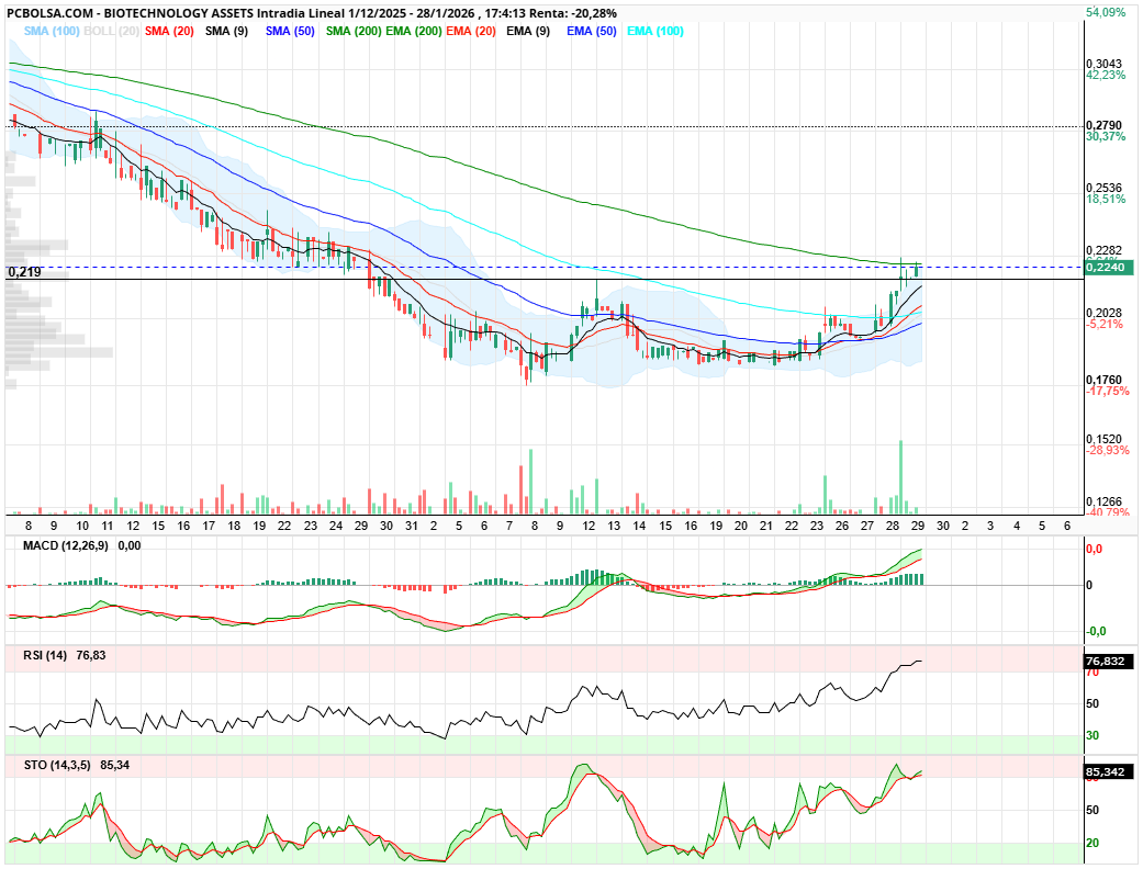 grafico de la accion BIOTECHNOLOGY ASSETS