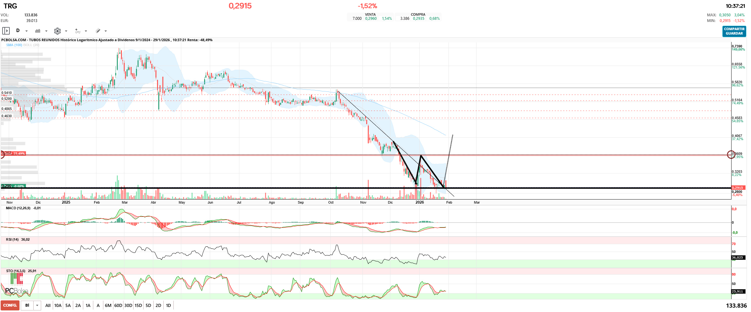 grafico de la accion zerolow