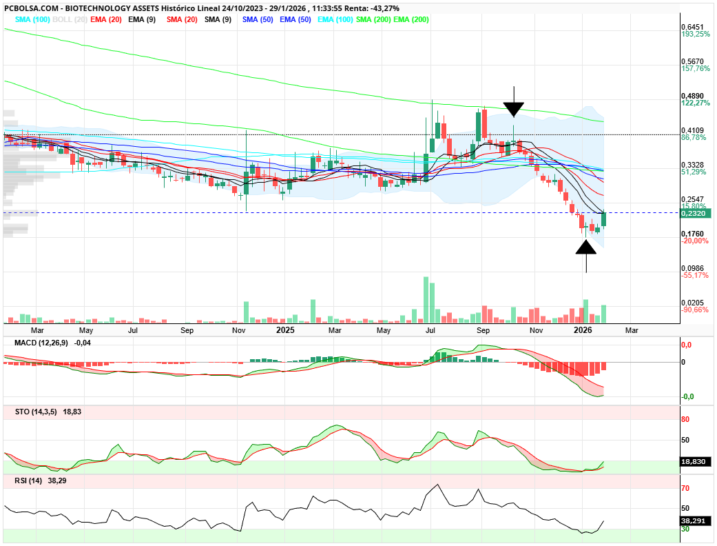 grafico de la accion BIOTECHNOLOGY ASSETS