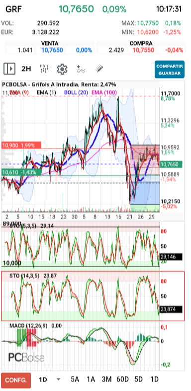 grafico de la accion pueyo