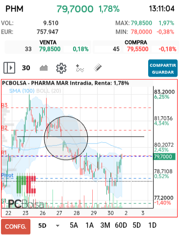 grafico de la accion dmarronv