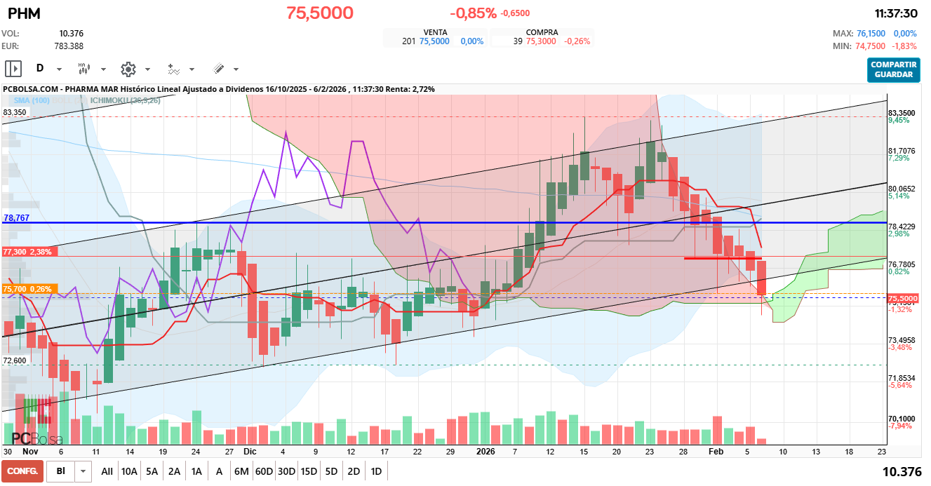grafico de la accion tonmis