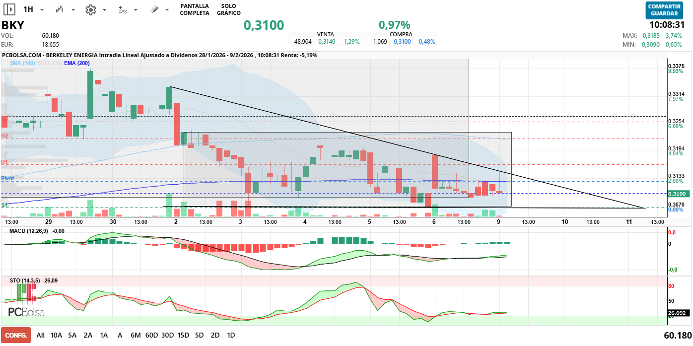 grafico de la accion alcazaba