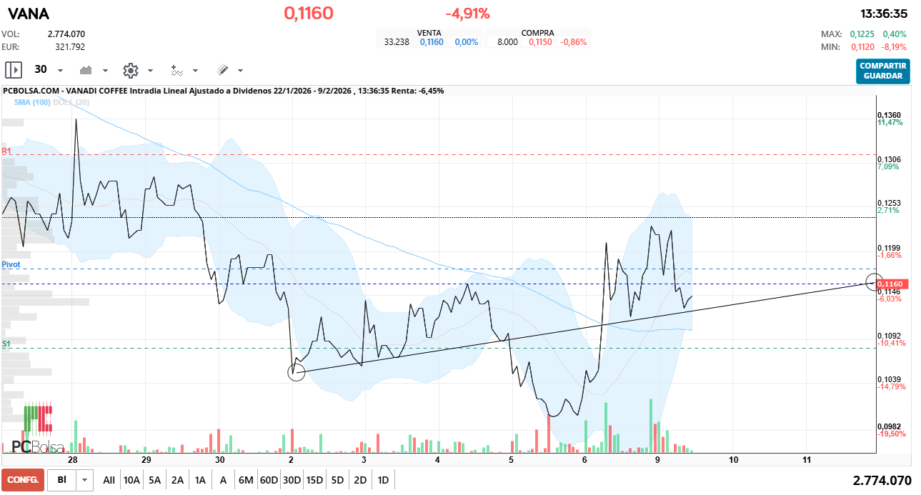 grafico de la accion Vanadi Coffee