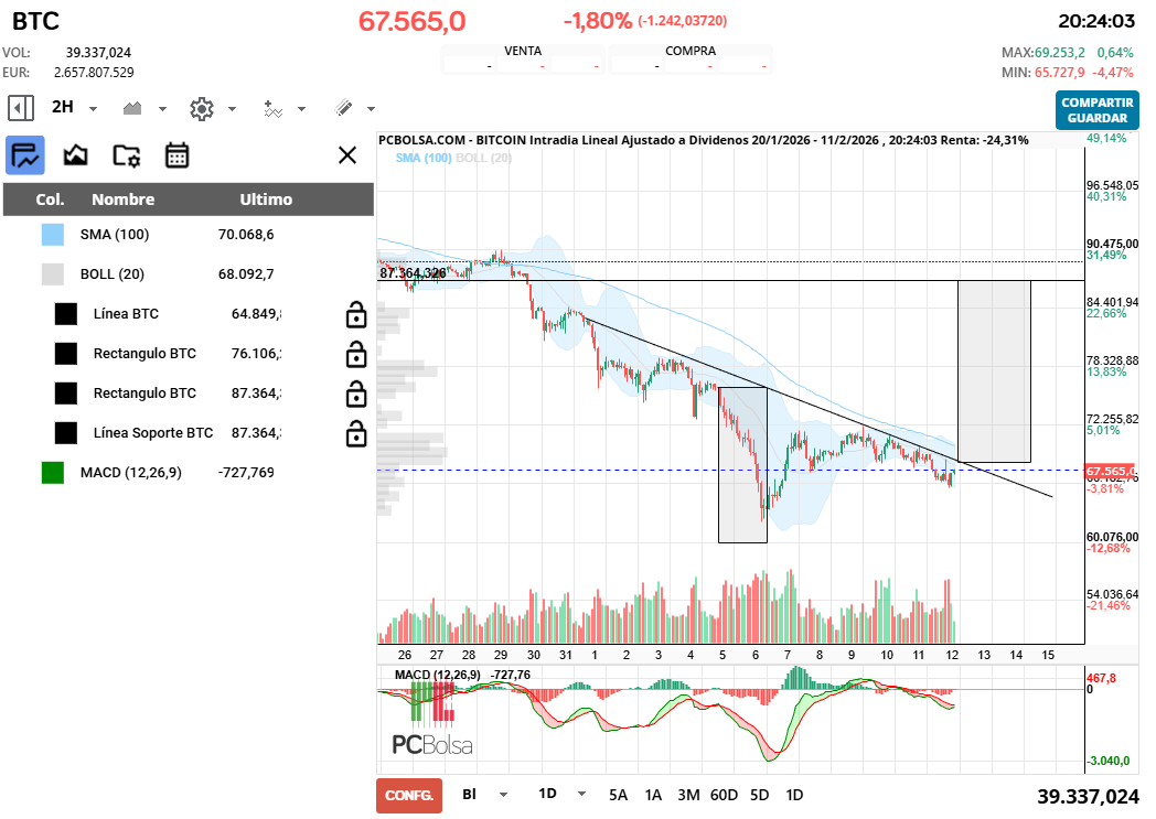 grafico de la accion Bitcoin