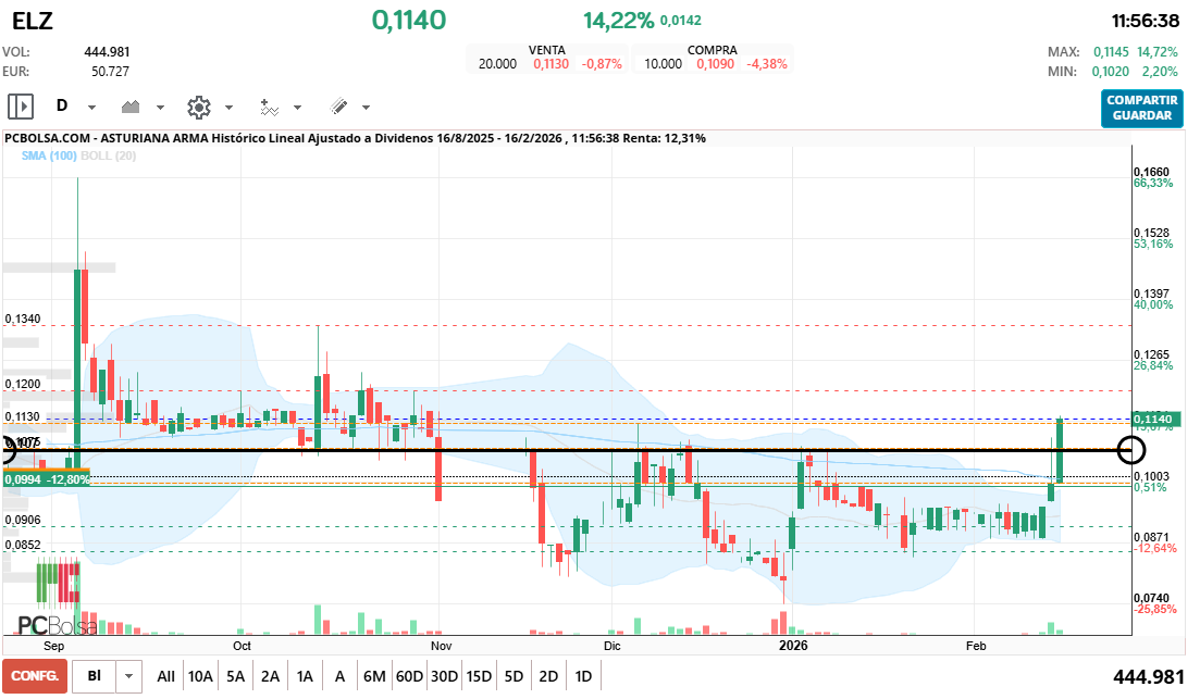 grafico de la accion cayman