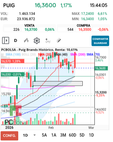 grafico de la accion racso