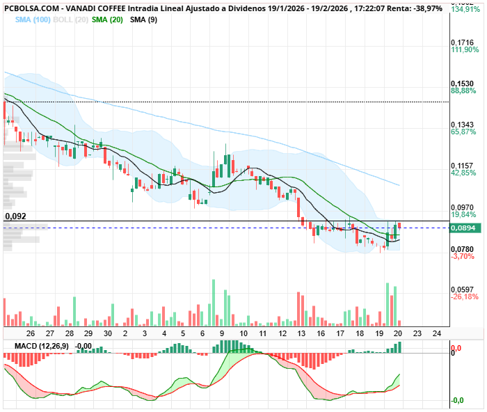 grafico de la accion Vanadi Coffee