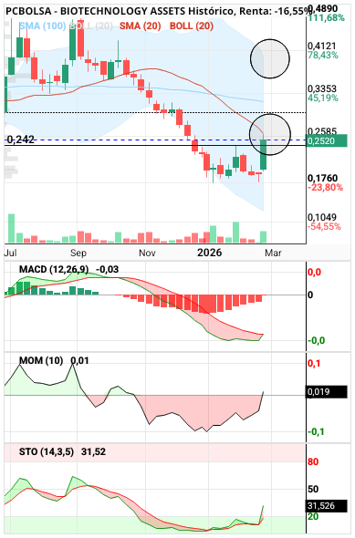 grafico de la accion BIOTECHNOLOGY ASSETS