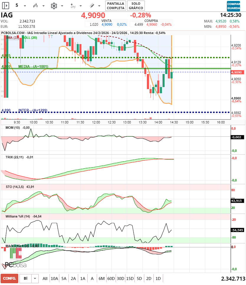 grafico de la accion jminversion