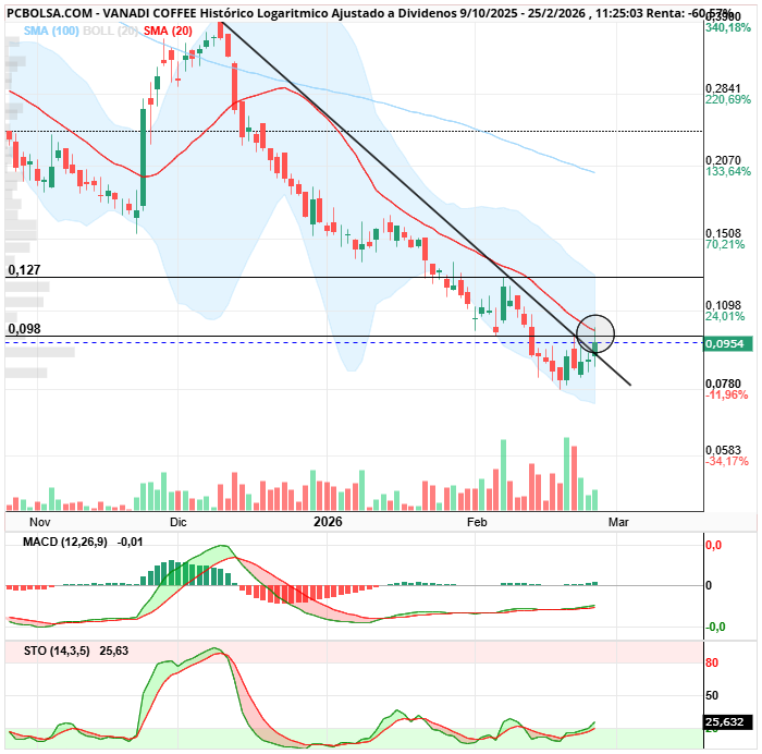 grafico de la accion Vanadi Coffee