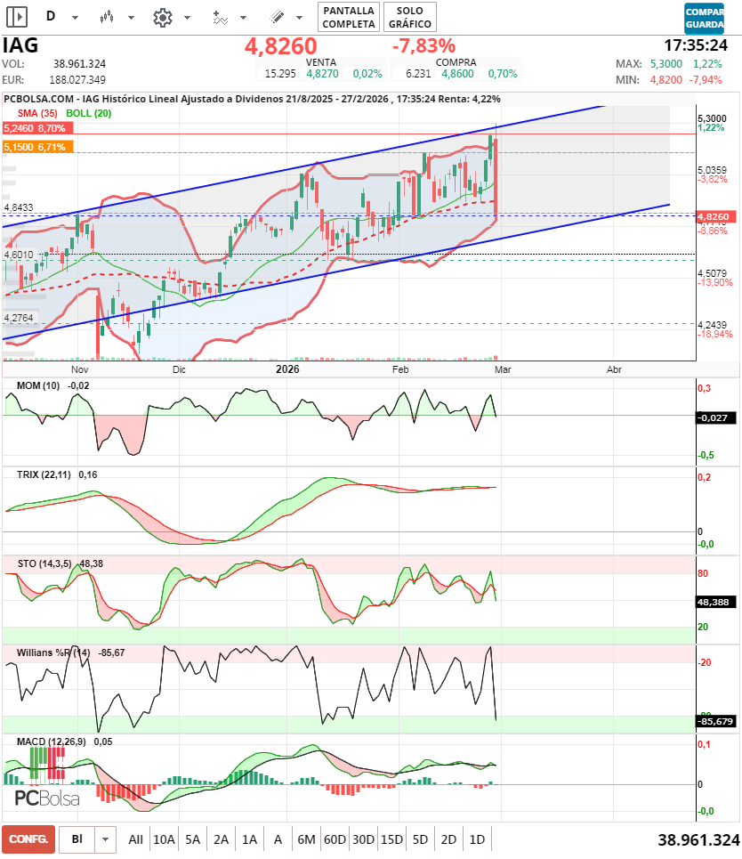 grafico de la accion jminversion