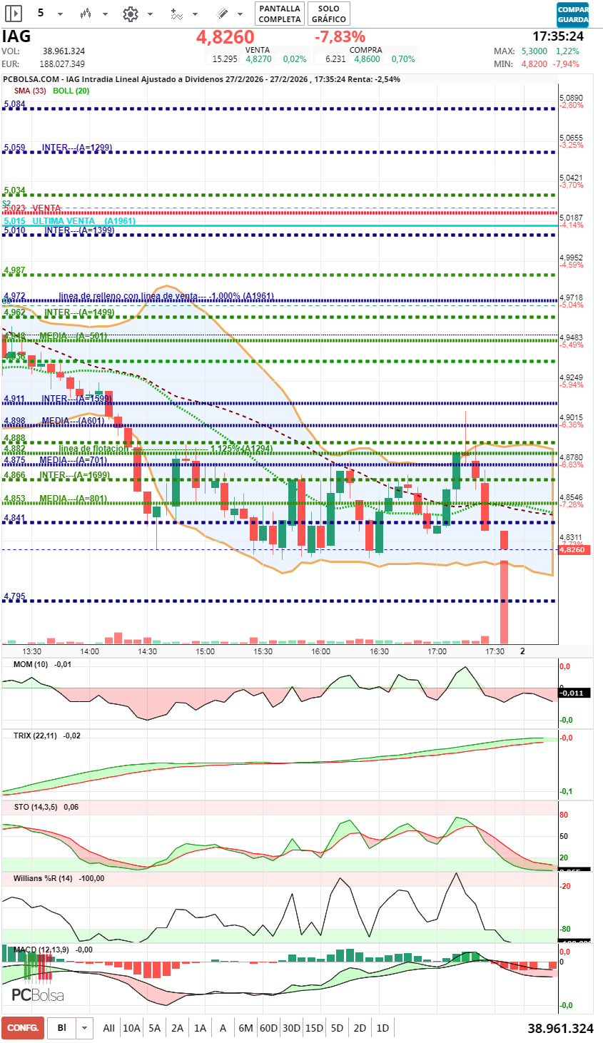 grafico de la accion jminversion
