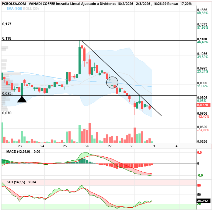 grafico de la accion Vanadi Coffee