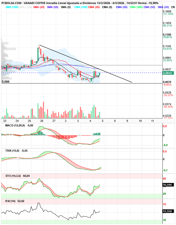 grafico de la accion Vanadi Coffee