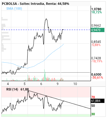 grafico de la accion Soltec