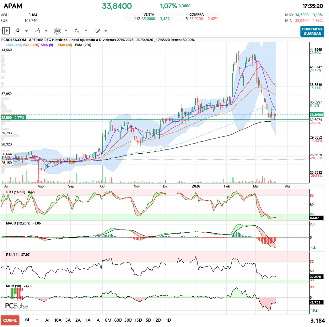 grafico de la accion javifm