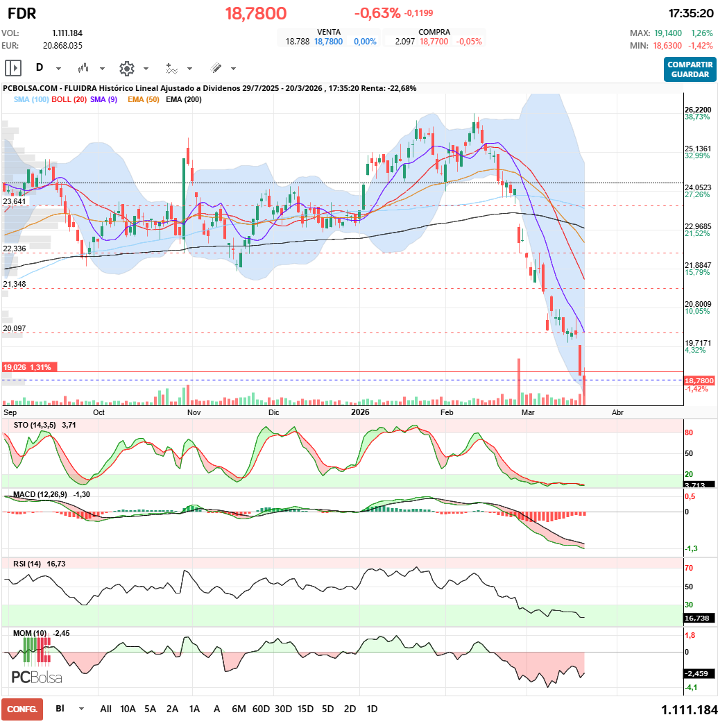 grafico de la accion javifm