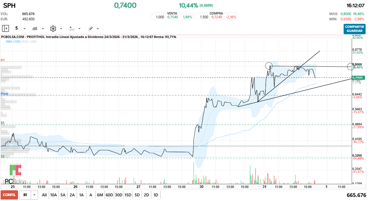 grafico de la accion Profithol
