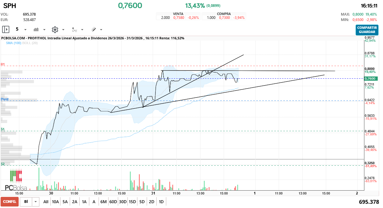 grafico de la accion Profithol