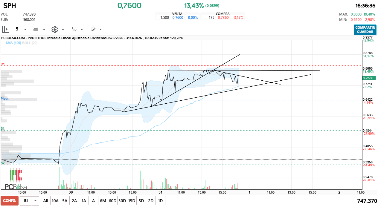 grafico de la accion Profithol