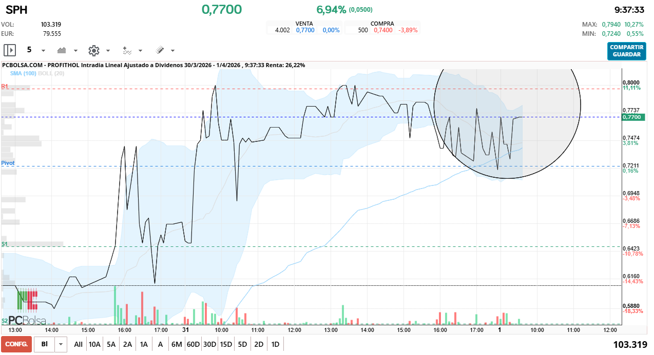 grafico de la accion Profithol