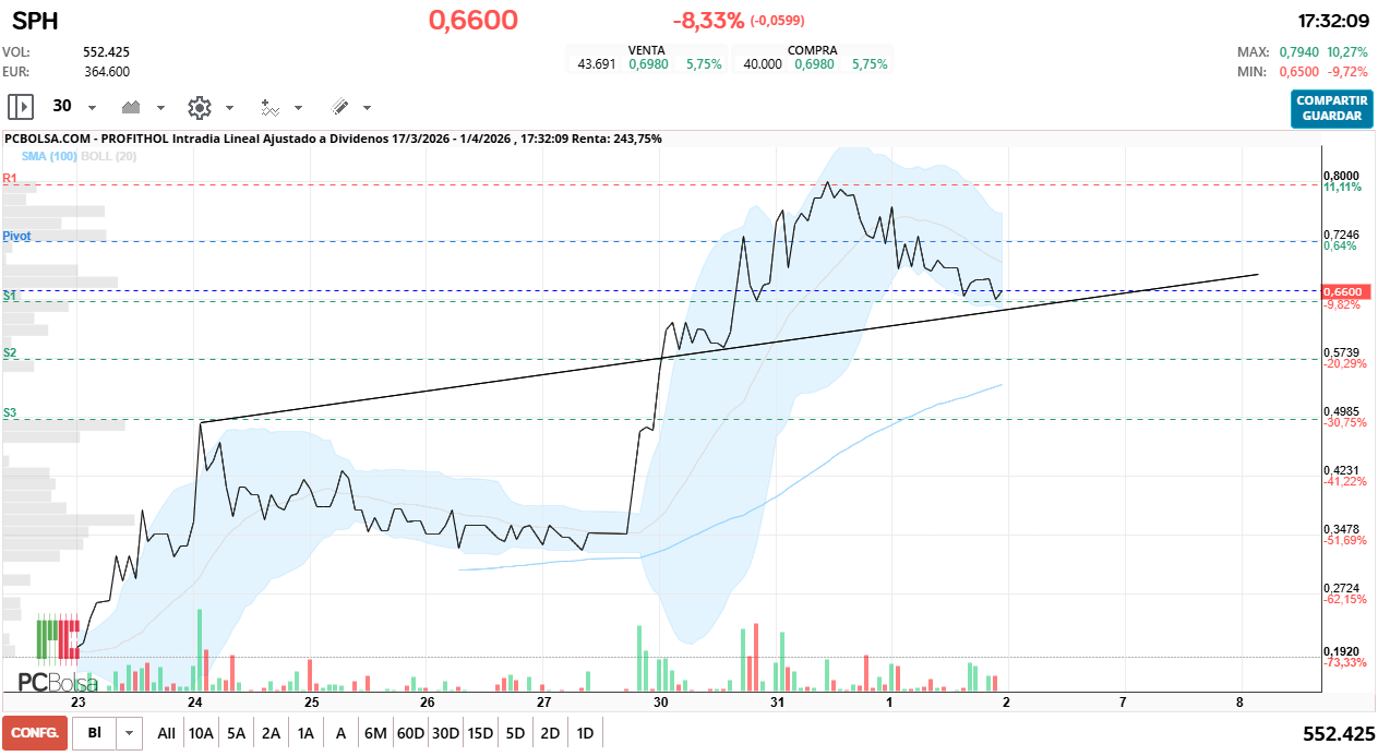 grafico de la accion Profithol
