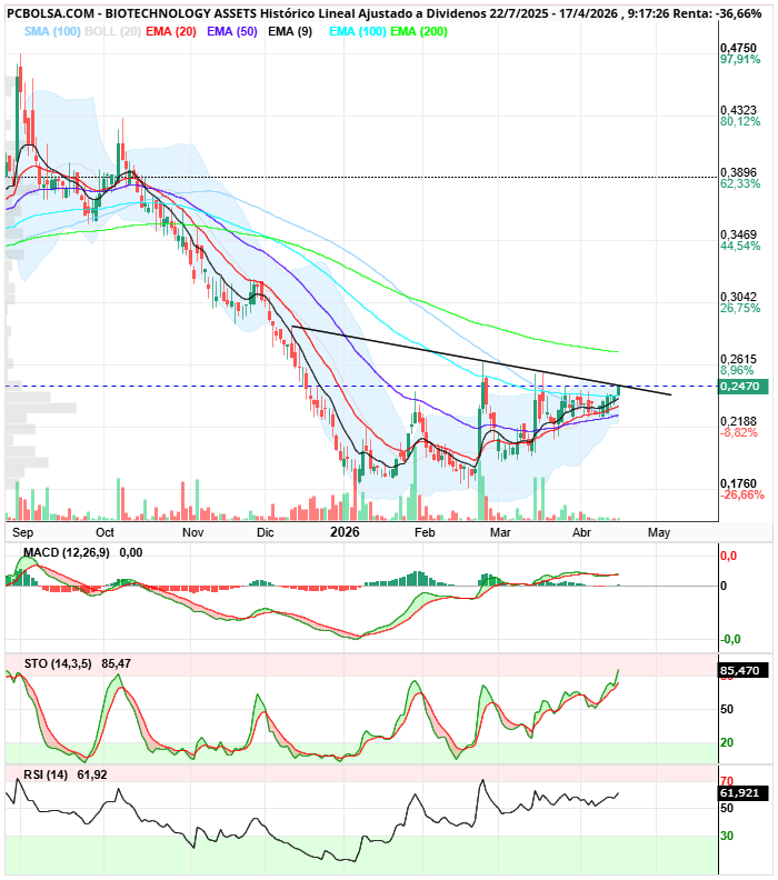 grafico de la accion BIOTECHNOLOGY ASSETS