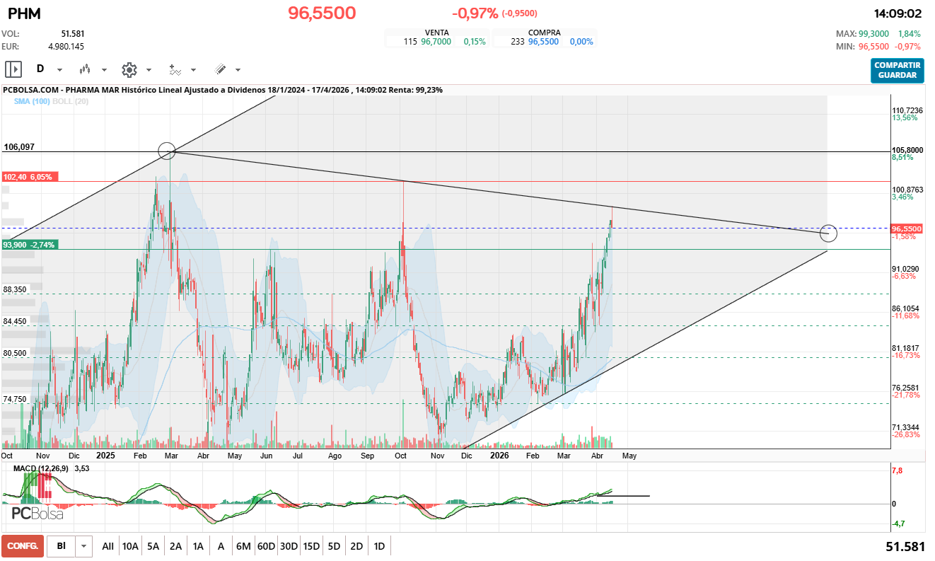 grafico de la accion barrakus