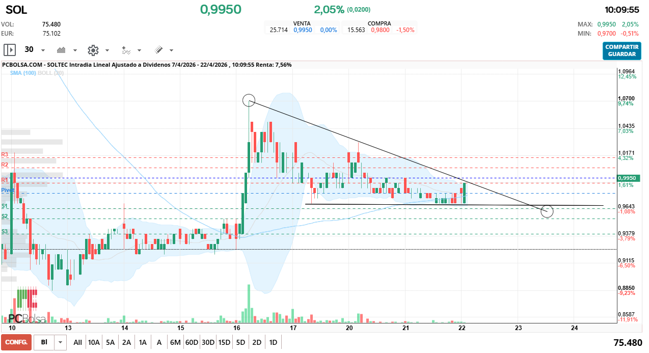 grafico de la accion Soltec