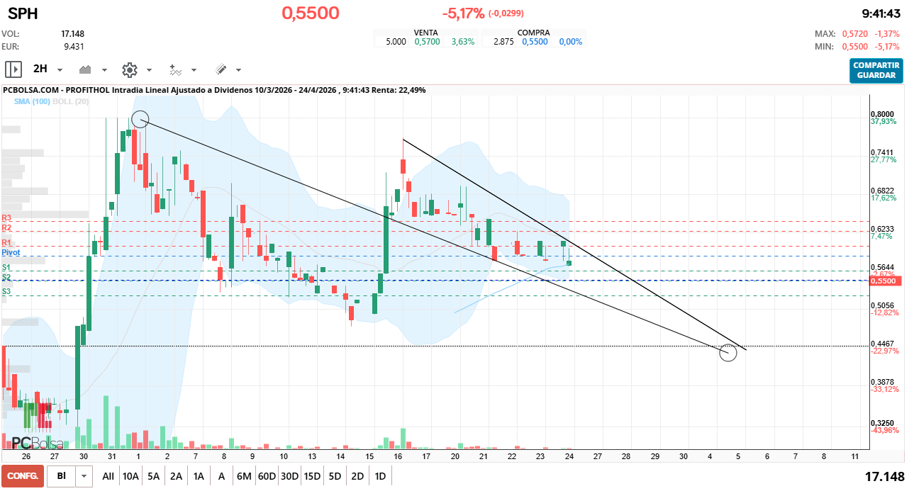 grafico de la accion Profithol
