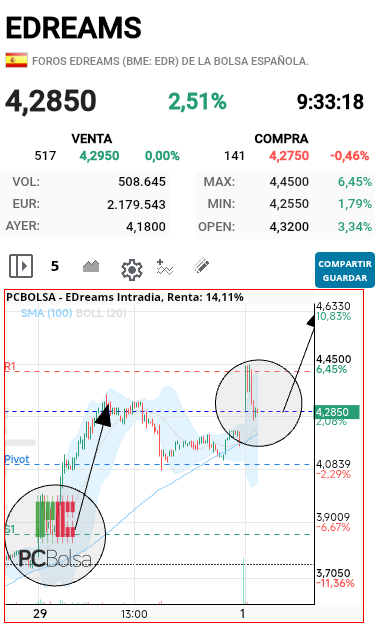 grafico de la accion dmarronv