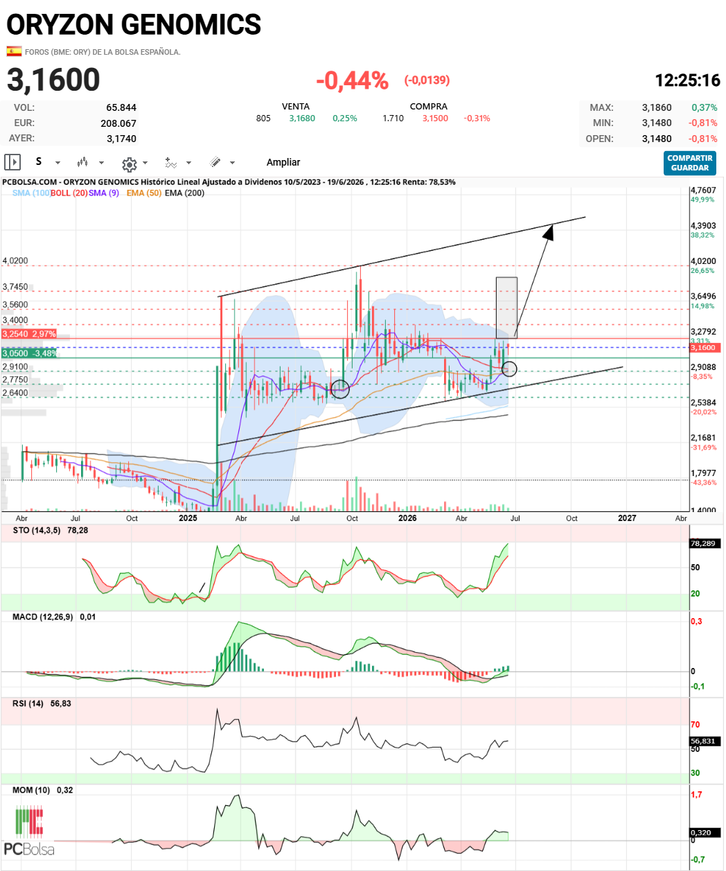 grafico de la accion javifm